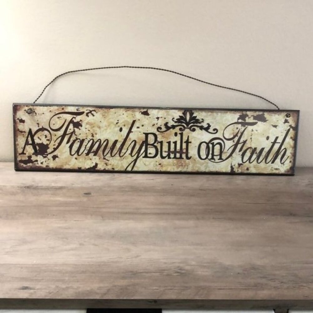 Hobby Lobby Metal Hanging wall decor, “A Family Built On Faith”21 X 5 in